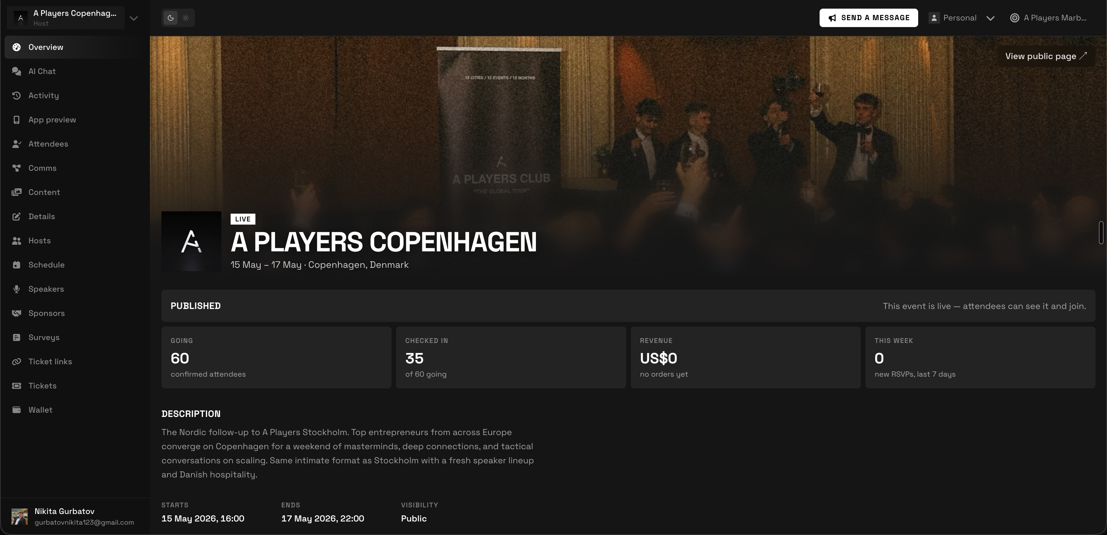 OBOX event dashboard